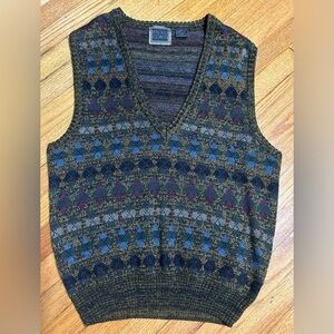 Vintage PAOLO CONTI VEST  Men’s Large Multicolored 30% Wool 70% ACRYLIC